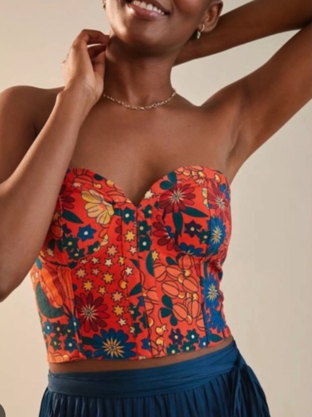 FARM Rio x Anthropologie Floral Corset Bustier Top Medium